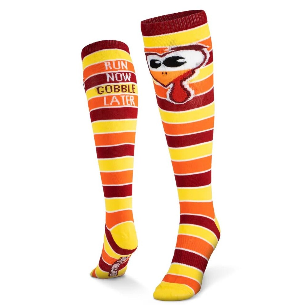 Gone For a Run Run Now Gobble Later Knee High Athletic Running Socks | Fun Turkey Trot Running Socks